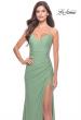 Picture of: Sheer Lace Side Panel Jersey Long Dress in Sage, Style: 31335, Detail Picture 1