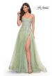 Picture of: Lace Up A-Line Dress with Ruched Bodice and Sweetheart Top in Green, Style: 32084, Detail Picture 1