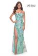 Picture of: Multi Color Lace Floral Applique on Fitted Strapless Sage Gown in Sage, Style: 32252, Detail Picture 1