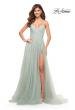 Picture of: Rhinestone Tulle Ballgown with Slit and Lace Up Back in Sage, Style: 30536, Detail Picture 2
