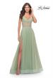 Picture of: Tulle A-line Prom Dress with Corset Sheer Bodice in Sage, Style: 31502, Detail Picture 2