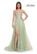 Picture of: Two Tone Tulle A-Line Prom Dress with Floral Beaded Detail in Sage, Style: 32090, Detail Picture 2