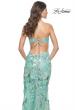 Picture of: Sage Floral Embroidered and Sequin Print Gown with Lace Up Back in Sage, Style: 32344, Detail Picture 2