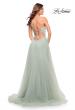 Picture of: Rhinestone Tulle Ballgown with Slit and Lace Up Back in Sage, Style: 30536, Detail Picture 3