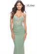 Picture of: Beaded Lace Bodice with Sheer Waist Long Jersey Gown in Sage, Style: 31306, Detail Picture 3