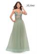 Picture of: Tulle A-Line Gown with Sheer Bodice and Beaded Lace Detail in Sage, Style: 31369, Detail Picture 3