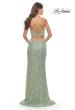Picture of: Beaded Lace Gown with High Slit and V Neck in Sage, Style: 31388, Detail Picture 3