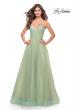 Picture of: Long Tulle A-line Gown with Side Slit and Pockets in Sage, Style: 31501, Detail Picture 3