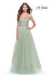 Picture of: Tulle Gown with Sheer Lace Bodice in Sage, Style: 31542, Detail Picture 3