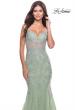 Picture of: Mermaid Tulle and Lace Gown with Illusion Bodice in Sage, Style: 31579, Detail Picture 3