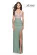 Picture of: Ruched Dress with Rhinestone Sheer Bodice in Sage, Style: 31590, Detail Picture 3