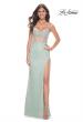 Picture of: Rhinestone Embellished Fitted Dress with Illusion Bustier Top in Sage, Style: 32435, Detail Picture 3