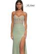 Picture of: Pearl and Rhinestone Detail Corset Top with Metallic Skirt Dress in Sage, Style: 33003, Detail Picture 3