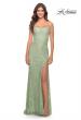 Picture of: Simple Stretch Lace Dress with Slit in Sage, Style: 31259, Detail Picture 4