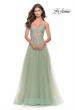Picture of: Rhinestone Tulle Gown with Sheer Lace Bodice in Sage, Style: 31367, Detail Picture 4