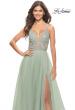 Picture of: Tulle Gown with Sheer Lace Bodice in Sage, Style: 31542, Detail Picture 4