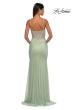 Picture of: Pearl and Rhinestone Detail Corset Top with Metallic Skirt Dress in Sage, Style: 33003, Detail Picture 4