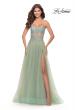 Picture of: Rhinestone Tulle Gown with Sheer Lace Bodice in Sage, Style: 31367, Detail Picture 5