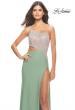 Picture of: One Shoulder Dress with Side Cut Out and Rhinestone Bodice in Sage, Style: 31600, Detail Picture 5