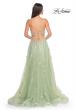 Picture of: Two Tone Tulle A-Line Prom Dress with Floral Beaded Detail in Sage, Style: 32090, Detail Picture 6