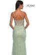 Picture of: Pearl and Rhinestone Detail Corset Top with Metallic Skirt Dress in Sage, Style: 33003, Detail Picture 6