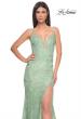 Picture of: Lace Dress with Deep V-Neck and Rhinestones in Sage, Style: 31134, Detail Picture 7