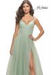 Picture of: Tulle A-Line Prom Dress with Rhinestone Straps in Sage, Style: 31204, Detail Picture 7