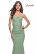 Picture of: Elegant Ruched Strapless Gown with Deep V in Sage, Style: 31226, Detail Picture 7