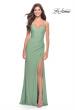 Picture of: Sheer Lace Side Panel Jersey Long Dress in Sage, Style: 31335, Detail Picture 7
