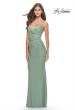 Picture of: Rhinestone Jersey Dress with Sheer Lace Back in Sage, Style: 31341, Detail Picture 7