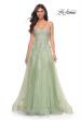 Picture of: Lace Up A-Line Dress with Ruched Bodice and Sweetheart Top in Green, Style: 32084, Detail Picture 7
