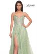 Picture of: Two Tone Tulle A-Line Prom Dress with Floral Beaded Detail in Sage, Style: 32090, Detail Picture 7