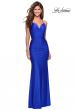 Picture of: Form Fitting Jersey Dress with Ruching and Strappy Back in Sapphire Blue, Style: 27501, Main Picture