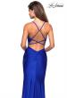 Picture of: Form Fitting Jersey Dress with Ruching and Strappy Back in Sapphire Blue, Style: 27501, Back Picture