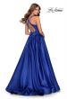 Picture of: Satin Ball Gown with Criss Cross Back and Pockets in Sapphire Blue, Style: 28281, Back Picture