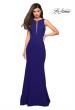Picture of: High Neckline Jersey Prom Dress with Open Back in Sapphire Blue, Style: 27124, Detail Picture 4
