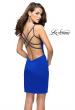 Picture of: Chic Satin Mini Dress with High Neck and Slit in Sapphire Blue, Style: 26657, Main Picture