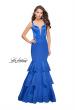 Picture of: Satin Prom Dress with Laser Cut Detail and Tulle Skirt in Sapphire Blue, Style: 25749, Main Picture