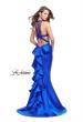 Picture of: Mikado Mermaid Dress with Embellished High Neckline in Sapphire Blue, Style: 25838, Main Picture