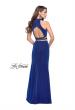 Picture of: Two Piece Jersey Prom Dress with Open Back and Leg Slit in Sapphire Blue, Style: 25604, Back Picture