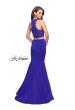 Picture of: Two Piece Jersey Prom Dress with Laser Cut Outs in Sapphire Blue, Style: 25759, Back Picture