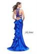 Picture of: Mikado Mermaid Dress with Embellished High Neckline in Sapphire Blue, Style: 25838, Back Picture