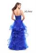 Picture of: Long Ball Gown with Tulle Skirt and Beaded Lace Bodice in Sapphire Blue, Style: 25857, Back Picture