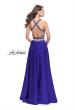 Picture of: Satin Two Piece Prom Dress with Beaded Trim in Sapphire Blue, Style: 25978, Back Picture