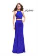 Picture of: Two Piece Jersey Prom Dress with High Neckline in Sapphire Blue, Style: 25220, Detail Picture 1
