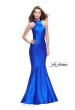 Picture of: Mikado Mermaid Dress with Embellished High Neckline in Sapphire Blue, Style: 25838, Detail Picture 1