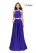 Picture of: Satin Two Piece Prom Dress with Beaded Trim in Sapphire Blue, Style: 25978, Detail Picture 1