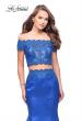 Picture of: Mikado Two Piece Prom Dress with Lace and Beading in Sapphire Blue, Style: 25583, Detail Picture 2