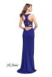 Picture of: Long Jersey Prom Dress with Caged Strappy Open Back in Sapphire Blue, Style: 25720, Detail Picture 3