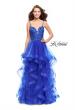 Picture of: Long Ball Gown with Tulle Skirt and Beaded Lace Bodice in Sapphire Blue, Style: 25857, Detail Picture 3